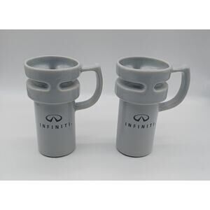 Set of 2 Infiniti Car Gray Tall Travel Coffee Mugs Cups Ceramic Handle NO LIDS